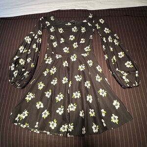 Caroline Constas Black and White Floral Dress